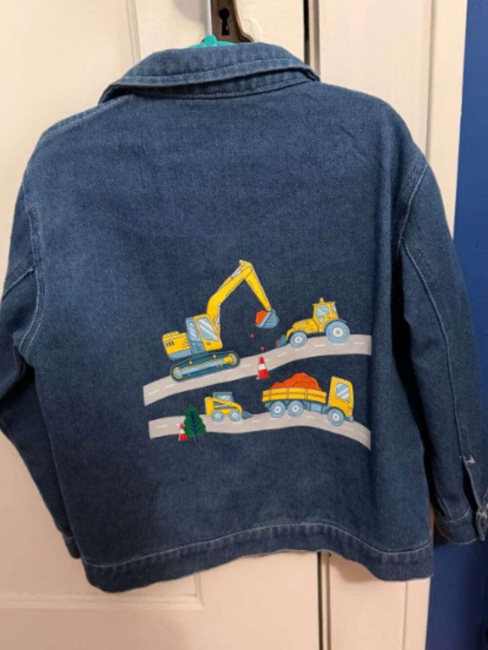 Boys 4T Denim Jacket with Construction Truck Graphic